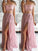 Floor-Length Chiffon A-Line/Princess Off-the-Shoulder Sleeveless Lace Two Piece Dresses