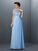 A-Line/Princess Applique Sleeveless Bateau Long Chiffon Dresses