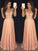 Sleeveless A-Line/Princess V-neck Chiffon Paillette Floor-Length Dresses