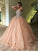 Floor-Length Gown Ball Sleeveless V-neck Beading Tulle Dresses