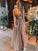 V-neck Sleeveless A-Line/Princess Floor-Length Rhinestone Tulle Dresses