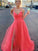 A-Line/Princess Ruched Tulle V-neck Sleeveless Sweep/Brush Train Dresses