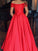 A-Line/Princess Off-the-Shoulder Sleeveless Floor-Length Ruffles Satin Dresses