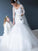 Lace Tulle Sleeves Trumpet/Mermaid V-neck Court 3/4 Train Wedding Dresses