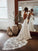 Sleeveless Court Lace Spaghetti Sheath/Column Straps Applique Train Wedding Dresses