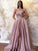 A-Line/Princess Sleeveless Ruched One-Shoulder Satin Sweep/Brush Train Dresses