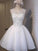 Sheer Tulle A-Line/Princess Sleeveless Applique Neck Short/Mini Homecoming Dresses