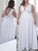 A-Line/Princess Chiffon Applique V-neck Floor-Length Sleeveless Plus Size Dresses