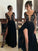 Sheer Long A-Line/Princess Neck Lace Sleeves Floor-Length Chiffon Dresses