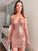 Sleeveless Straps Spaghetti Sequins Sheath/Column Short/Mini Homecoming Dresses