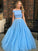 Off-the-Shoulder Sleeveless Tulle A-Line/Princess Train Sweep/Brush Beading Two Piece Dresses