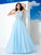 A-Line/Princess Applique Spaghetti Straps Sleeveless Long Chiffon Dresses