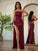 Satin Ruched Sheath/Column Halter Elastic Woven Sleeveless Floor-Length Dresses