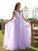 Tulle V-neck A-Line/Princess Applique Sleeveless Floor-Length Dresses