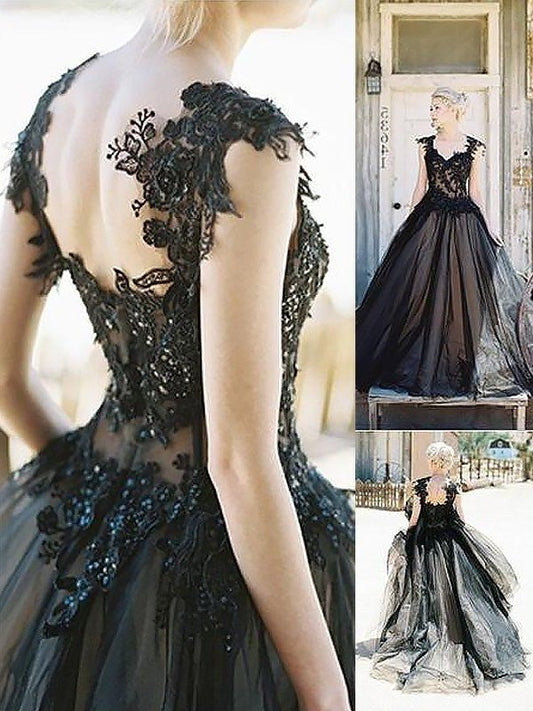 Sweetheart Sleeveless Ball Sweep/Brush Gown Lace Train Tulle Dresses