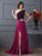 Lace A-Line/Princess One-Shoulder Sleeveless Long Chiffon Dresses