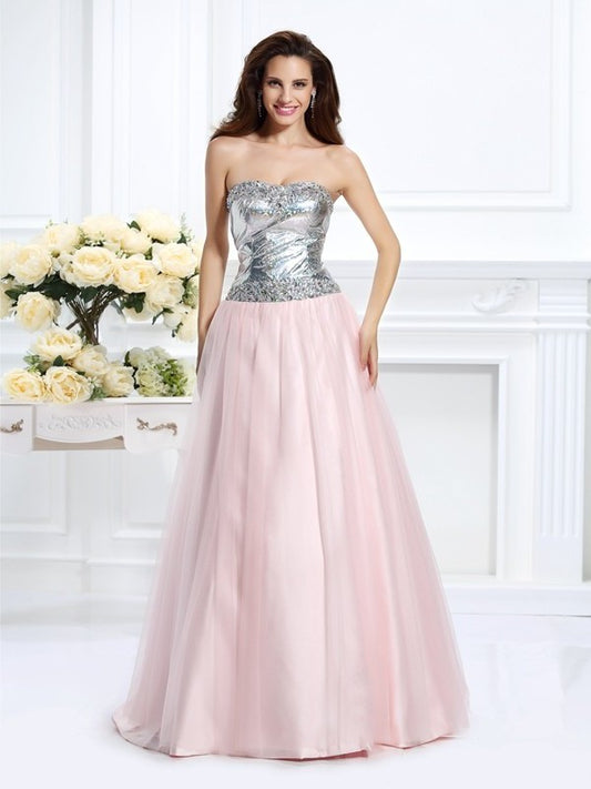 Long Ball Sleeveless Sweetheart Gown Beading Satin Quinceanera Dresses