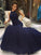 Floor-Length Sleeveless Jewel Trumpet/Mermaid Tulle Beading Dresses
