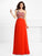 Beading Sleeveless One-Shoulder A-Line/Princess Long Chiffon Dresses