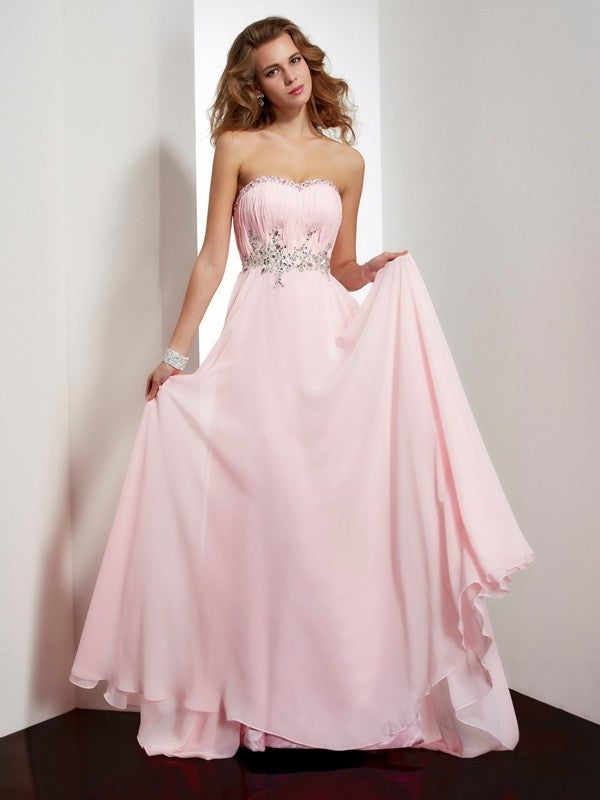 Applique Beading Sleeveless Sweetheart A-Line/Princess Long Chiffon Dresses
