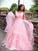 Sleeveless A-Line/Princess Tulle Sweep/Brush Ruched Train V-neck Dresses
