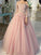 Hand-Made Gown Off-the-Shoulder Sleeves Ball Tulle Long Flower Floor-Length Dresses