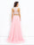 Applique Sleeveless A-line/Princess Long Chiffon Straps Two Piece Dresses