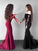 Applique Train Sleeves Sweep/Brush Long Trumpet/Mermaid Off-the-Shoulder Stretch Crepe Dresses