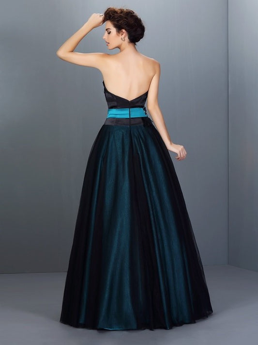 Strapless Woven Feathers/Fur Elastic Gown Ball Long Sleeveless Satin Quinceanera Dresses