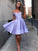 Satin Sleeveless Off-the-Shoulder Ruffles A-Line/Princess Short/Mini Homecoming Dress