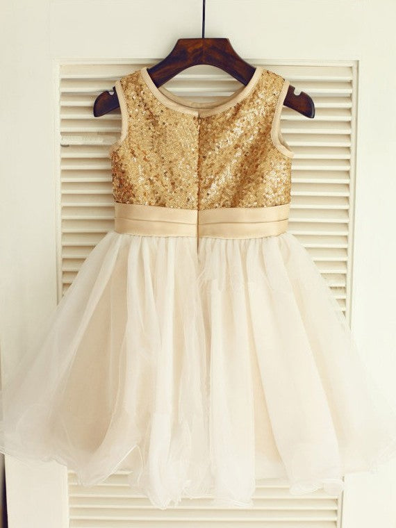 Sequin Scoop A-line/Princess Sleeveless Long Organza Dresses