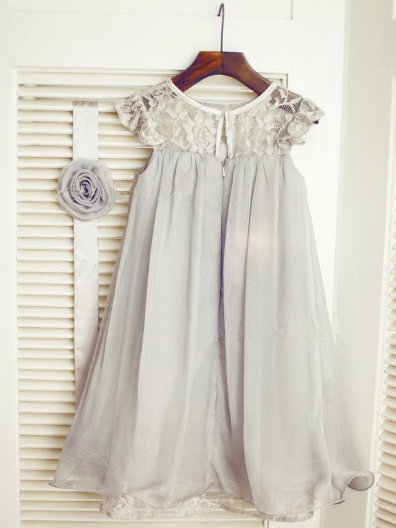Scoop Lace Sleeveless A-line/Princess Long Chiffon Dresses