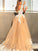 V-neck Sweep/Brush Train A-Line/Princess Sleeveless Lace Organza Dresses