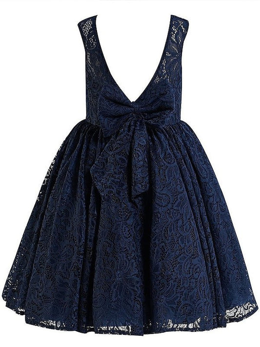 Scoop A-line/Princess Tea-Length Sleeveless Lace Flower Girl Dresses