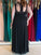 A-Line/Princess Straps Sleeveless Chiffon Floor-Length Lace Plus Size Dresses