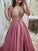 A-Line/Princess Floor-Length Sleeveless Scoop Applique Satin Dresses
