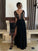Sheer Long A-Line/Princess Neck Lace Sleeves Floor-Length Chiffon Dresses