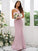 One-Shoulder Sheath/Column Stretch Ruffles Sleeveless Crepe Floor-Length Bridesmaid Dresses