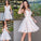 A-Line/Princess Applique Sleeveless Satin V-Neck Short/Mini Homecoming Dresses