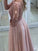 Bateau Long A-Line/Princess Floor-Length Sleeves Lace Chiffon Dresses