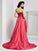 Strapless High A-Line/Princess Sleeveless Lace Low Taffeta Dresses