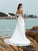 Applique Straps A-Line/Princess Sleeveless Long Satin Beach Wedding Dresses