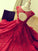 Lace Applique Short A-Line Jewel Cut With Red Homecoming Dresses