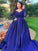 Ball Off-the-Shoulder Long Sleeves Beading Satin Gown Sweep/Brush Train Dresses