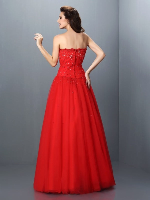 Gown Long Strapless Beading Ball Sleeveless Organza Quinceanera Dresses