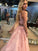 A-Line/Princess Tulle Sleeveless Floor-Length Applique Halter Two Piece Dresses