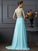 A-Line/Princess Beading Lace Straps Sleeveless Long Chiffon Dresses