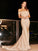 Trumpet/Mermaid Ruched Jersey Sleeveless Off-the-Shoulder Sweep/Brush Train Dresses