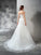 Long Sleeveless Sheath/Column Sweetheart Applique Satin Wedding Dresses
