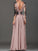 Long Chiffon Sleeves A-Line/Princess V-neck Applique Floor-Length Dresses